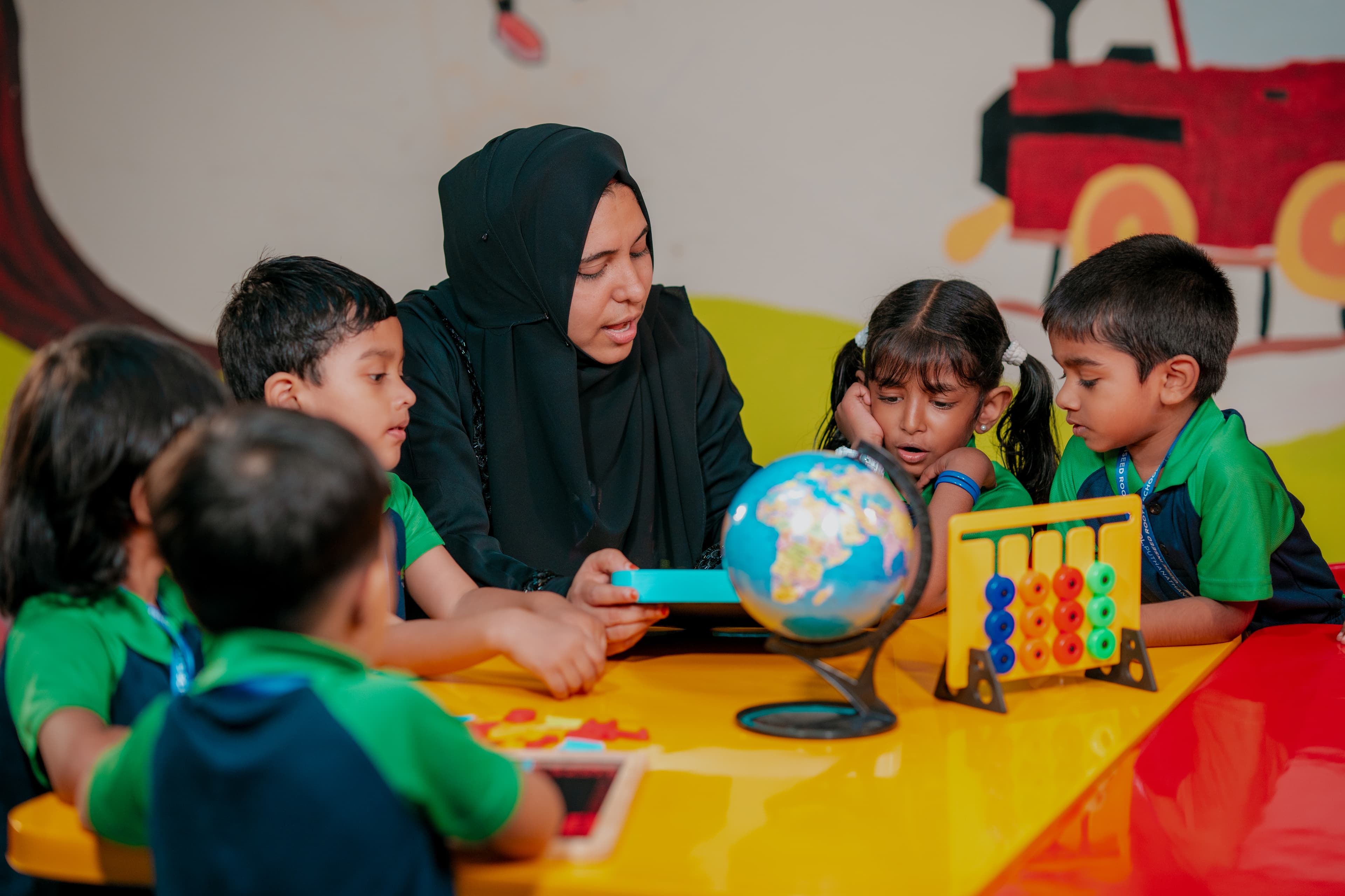 Students learning together in classroom
